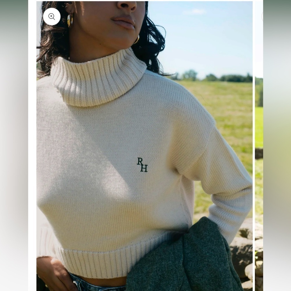 Recreational Habits Athos Cropped Turtleneck Sweater In Oatmeal New With Tags! — image 2 of 8